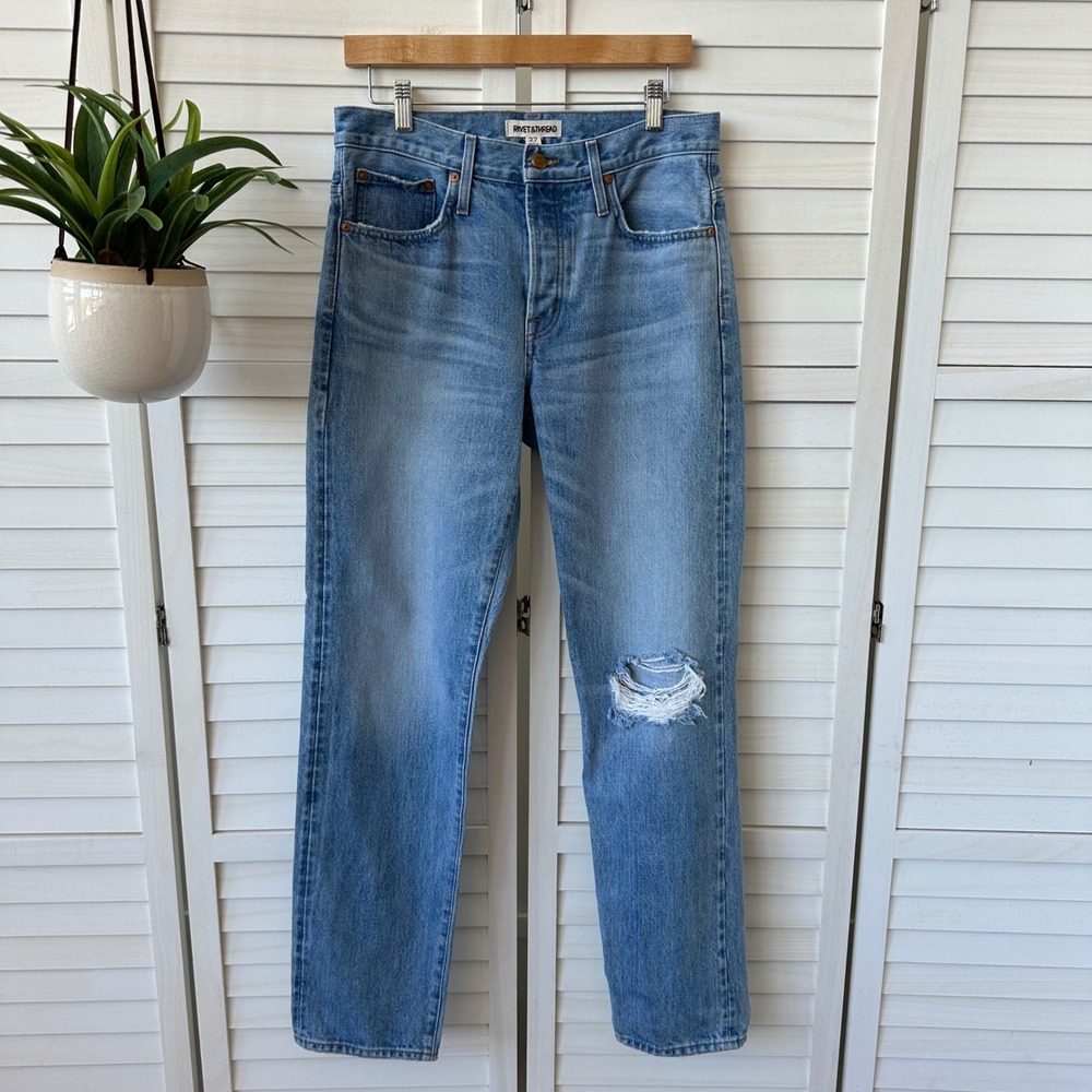 Madewell Rivet‎ & Thread Low Rise Vintage Straight Jeans Selvedge Light Size 27